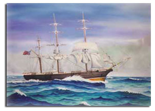 Painting of the Isaac Allerton ship. 