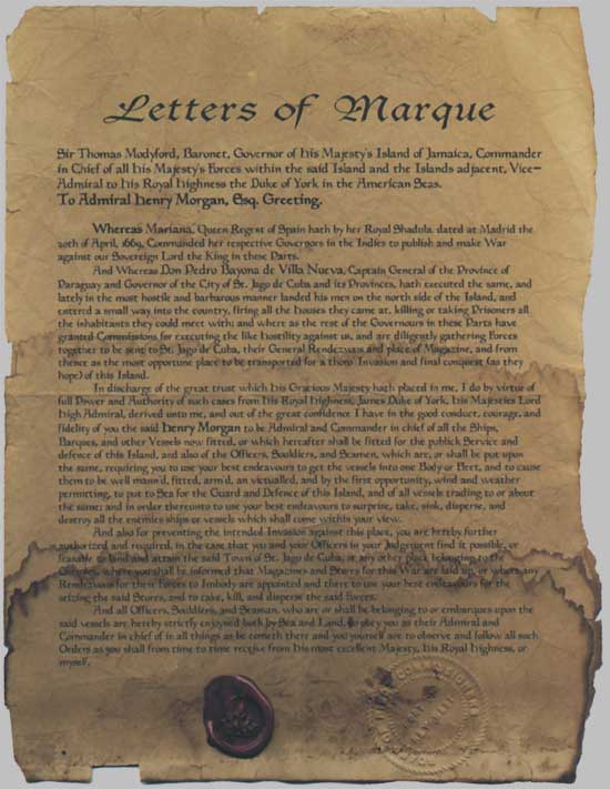 Royal Letter of Marque Pirate Commission King George 3rd
