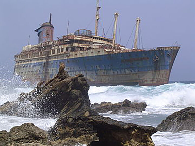 A picture of the SS American Star on the shore of Fuerteventura
