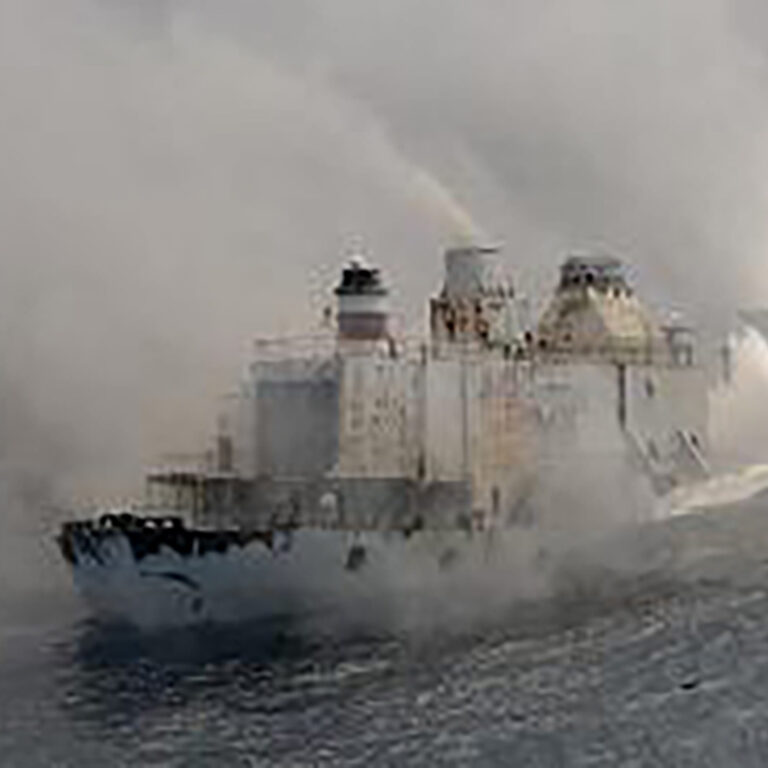 A picture capturing the sinking of the USS General Taylor