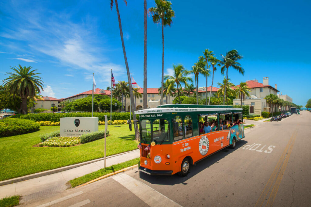 Key West Old Town Trolley in front of Casa Marina